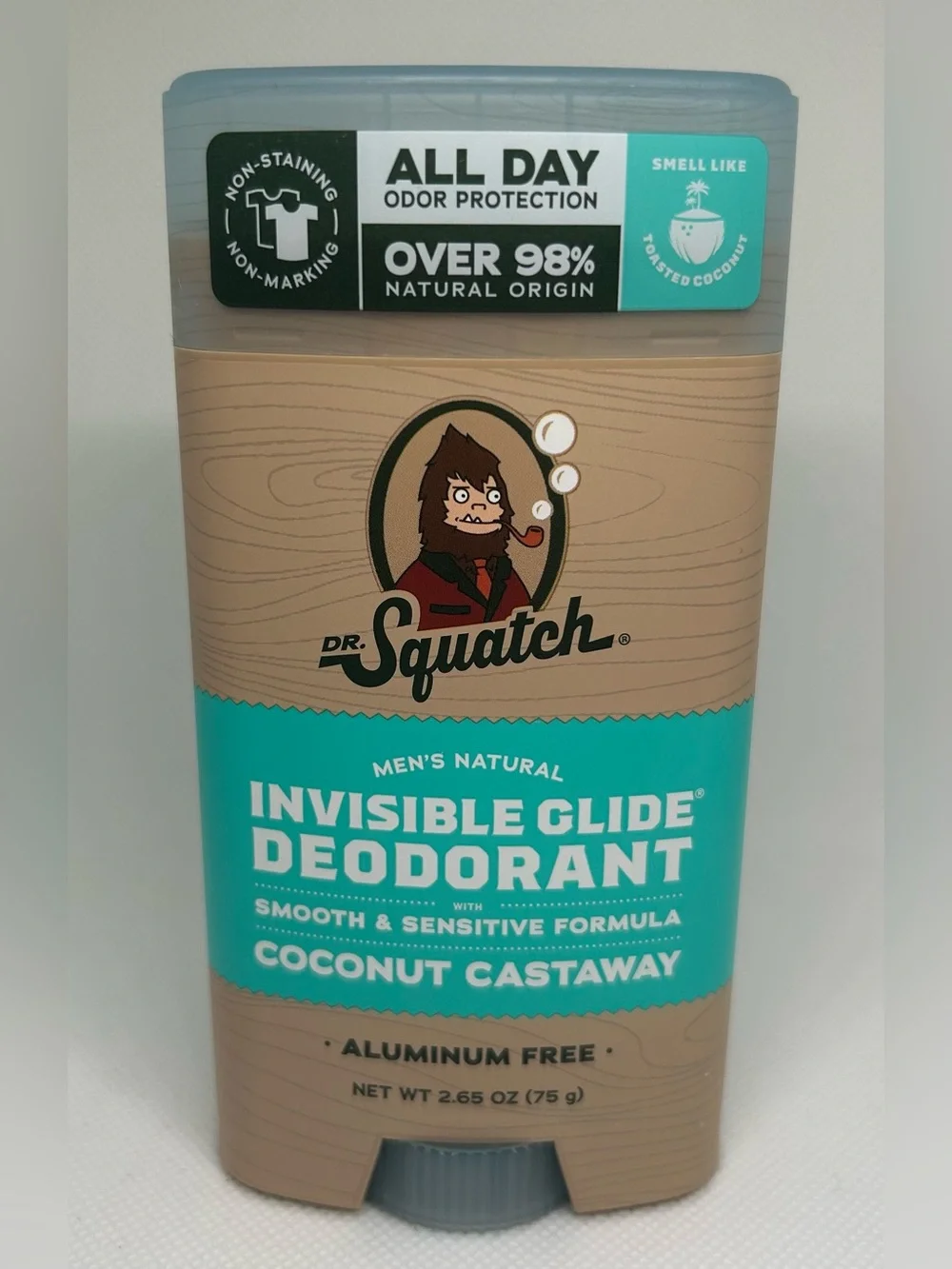 Dr. Squatch Invisible Glide Deodorant - Coconut Castaway (Blue/Tan) 2.65oz